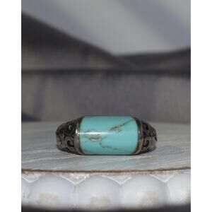 Vintage Sterling Silver 925 Turquoise Ring 4.6G / Sz 6